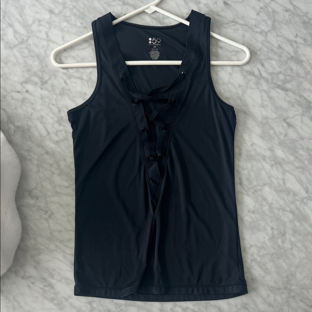 Splits 59 Yoga Women's Black Lace-Up Tank Top